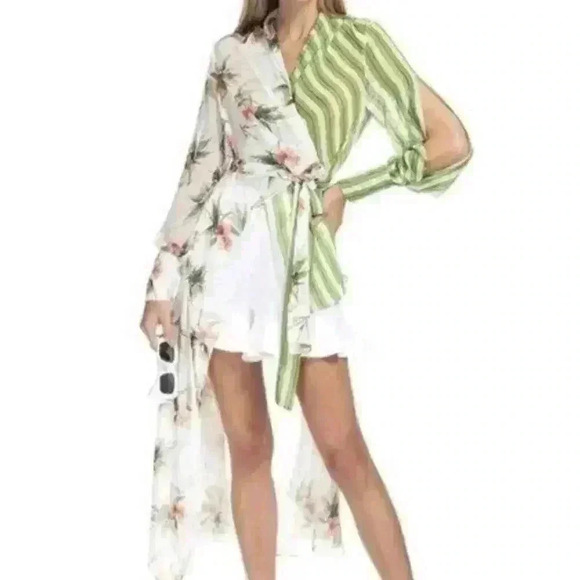PATBO High Low Tunic Top Cover Up Beach Shirt Dress Floral Asymmetric $595 XS S - Picture 6 of 10